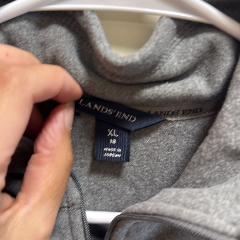 NWT Lands' End Heather Gray Half Zip Pullover Thermacheck Fleece Jacket size XL - Picture 5 of 8